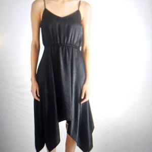 NWT Steve Madden Black Asymmetric Sleeveless Midi Dress   Large
